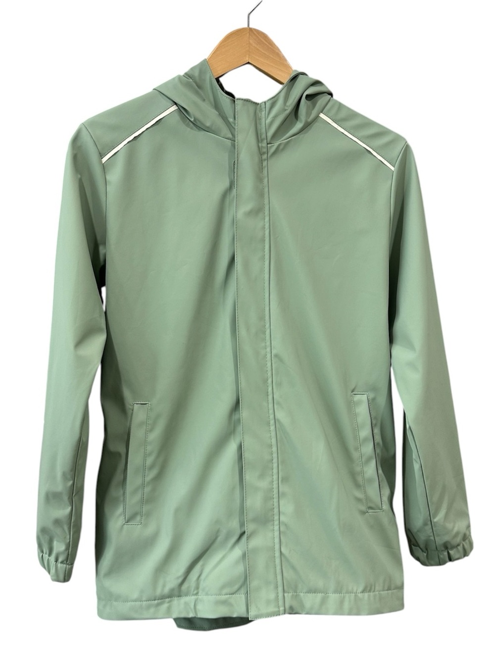 Cat & Jack Rain Jacket Hooded Full Zip Sage Green Girls Size Large